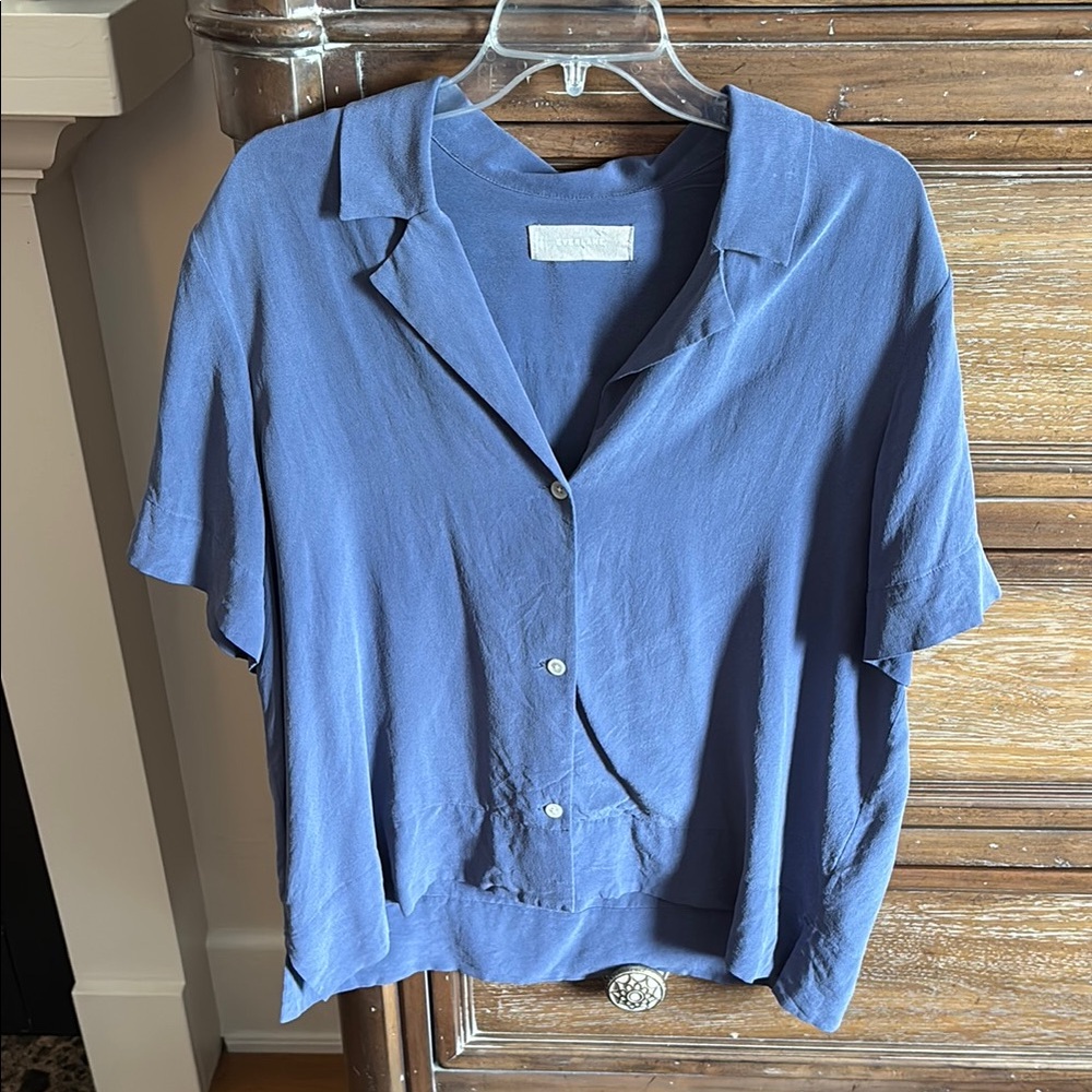 Women's Blue Button-Up Top